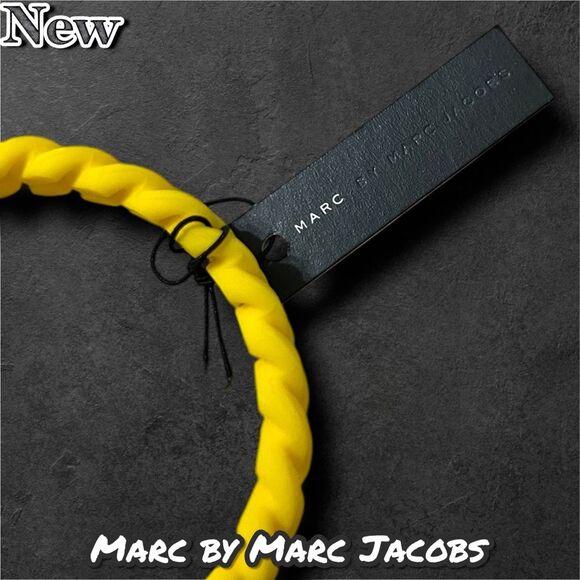 New Marc By Marc Jacobs Standard Supply Braided Silicone Bracelet Safety Yellow - Picture 3 of 6